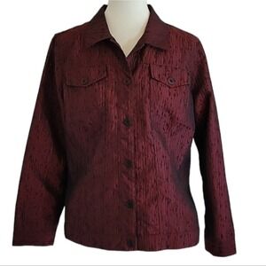 Chico's Dark Red Button Down Shirt Longsleeve Casual Collared Women's 2 Large